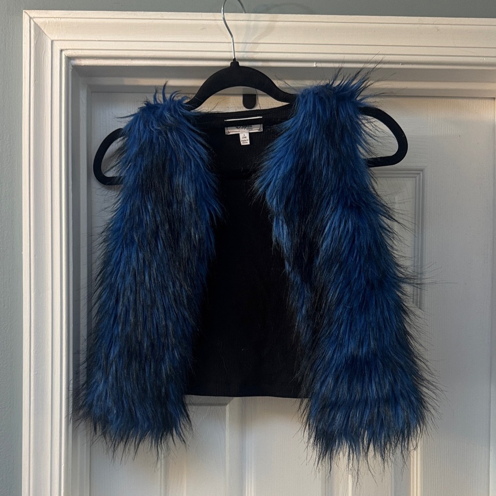 Kids' Faux Fur Vest in Deep Blue